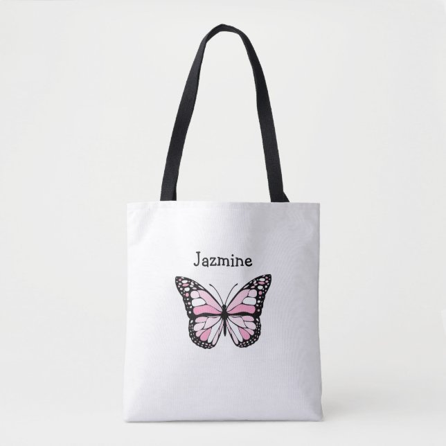 Personalised Tote Bag with Pink Butterfly (Front)