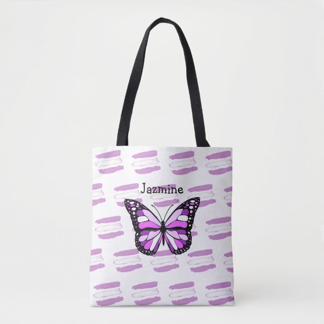 Personalised Tote Bag with Purple Butterfly (Front)