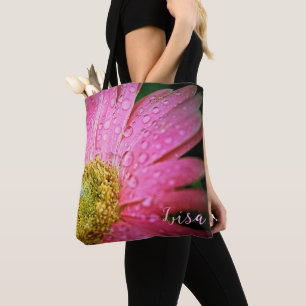 Personalised Tote Bags - Pink Gerbera Daisy