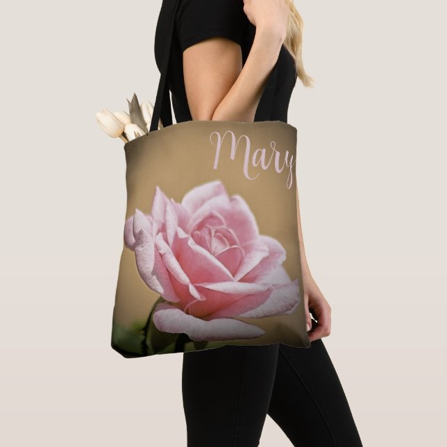 Personalised Tote Bags - Pink Rose (Close Up)
