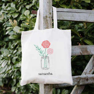 Personalised Tote   Botanical Mason Jar Bag