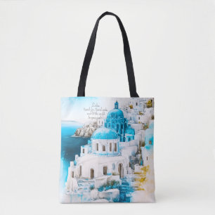 Personalised tote. Santorini tote. Greek pattern Tote Bag