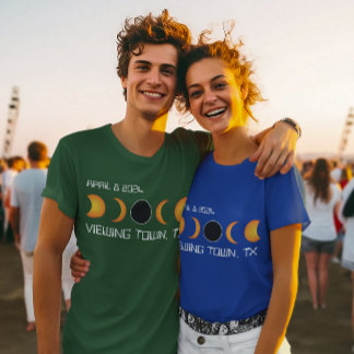 Personalised Town State Total Solar Eclipse 2024 T-Shirt