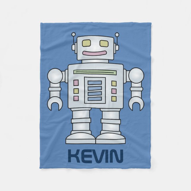Personalised toy robot fleece blanket for kids (Front)