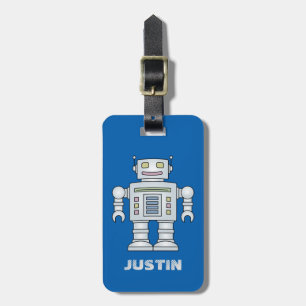 Personalised toy robot travel luggage tag for boy