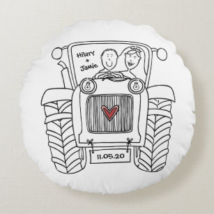 Personalised Tractor Country Farm Wedding Cushion