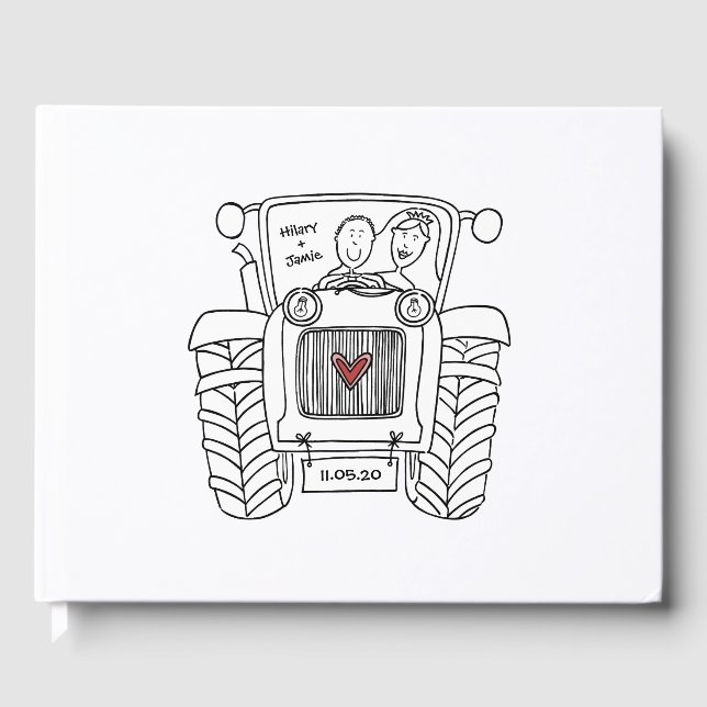 Personalised Tractor Country Farm Wedding Guest Book (Front)