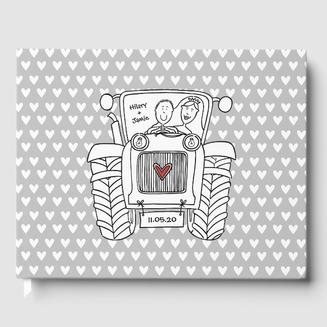 Personalised Tractor Country Farm Wedding Guest Book (Front)