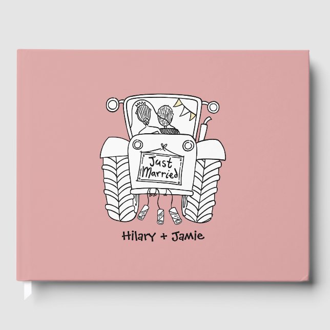 Personalised Tractor Country Farm Wedding Guest Book (Front)