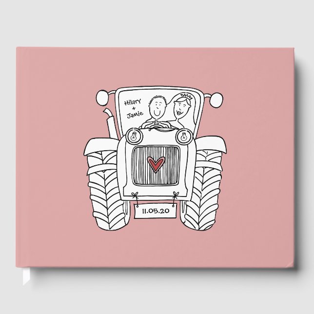 Personalised Tractor Country Farm Wedding Guest Book (Front)
