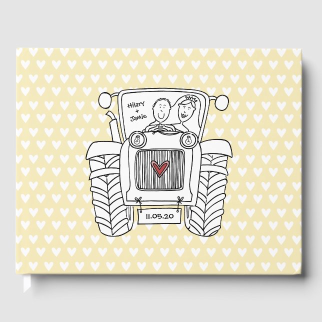 Personalised Tractor Country Farm Wedding Guest Book (Front)