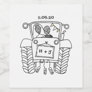 Personalised Tractor Country Wedding Bottle Label