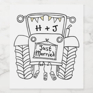 Personalised Tractor Country Wedding Bottle Label
