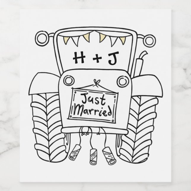 Personalised Tractor Country Wedding Bottle Label (Single Label)