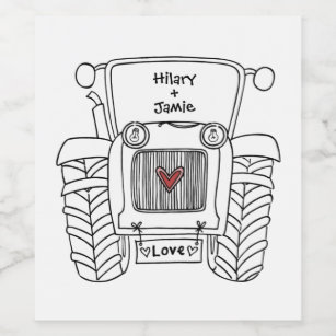 Personalised Tractor Country Wedding Bottle Label