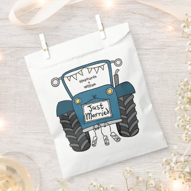 Personalised Tractor Country Wedding Favour Bag (Clipped)