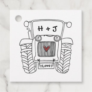 Personalised Tractor Country Wedding Favour Tag