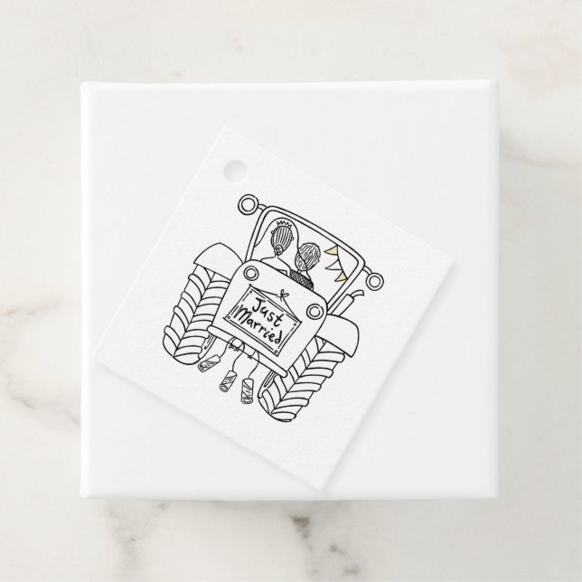 Personalised Tractor Country Wedding Favour Tag (In Situ)