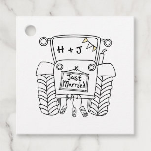 Personalised Tractor Country Wedding Favour Tag