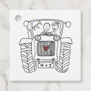 Personalised Tractor Country Wedding Favour Tag