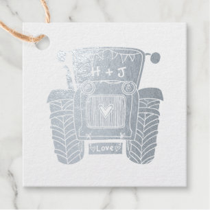 Personalised Tractor Country Wedding Foil Favour Tags
