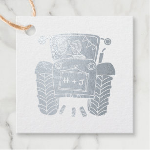 Personalised Tractor Country Wedding Foil Favour Tags