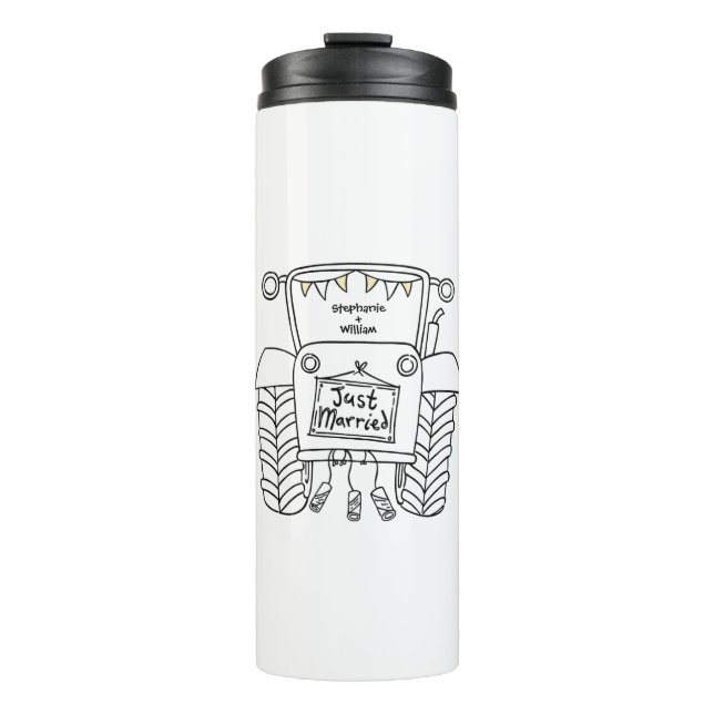 Personalised Tractor Country Wedding Gift Thermal Tumbler (Front)
