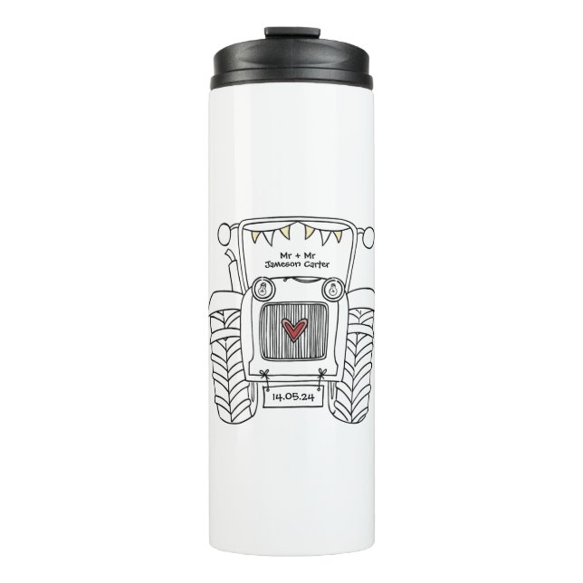 Personalised Tractor Country Wedding Gift Thermal Tumbler (Front)