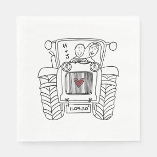 Personalised Tractor Country Wedding Paper Napkin