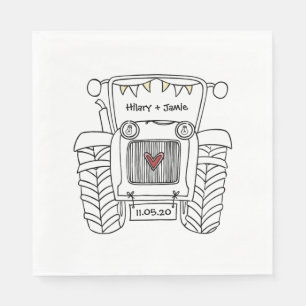 Personalised Tractor Country Wedding Paper Napkin