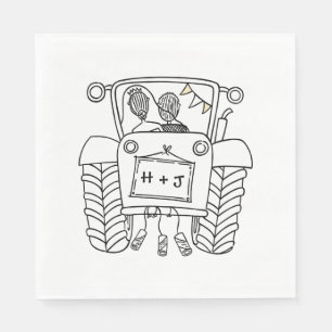 Personalised Tractor Country Wedding Paper Napkin