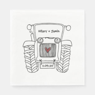 Personalised Tractor Country Wedding Paper Napkin