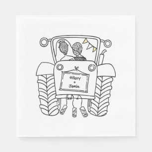 Personalised Tractor Country Wedding Paper Napkin