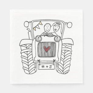 Personalised Tractor Country Wedding Paper Napkin