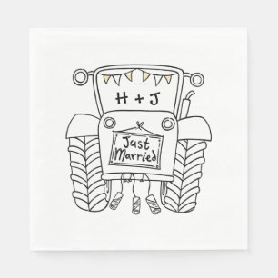 Personalised Tractor Country Wedding Paper Napkin