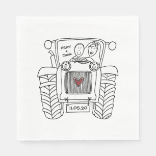 Personalised Tractor Country Wedding Paper Napkin