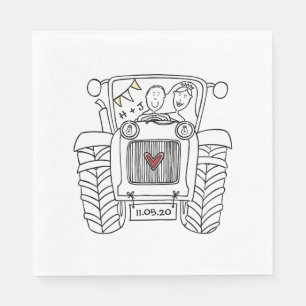 Personalised Tractor Country Wedding Paper Napkin