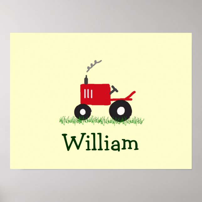 Personalised Tractor Wall Art: Red Tractor Poster (Front)