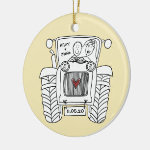 Personalised Tractor Wedding Christmas Decoration