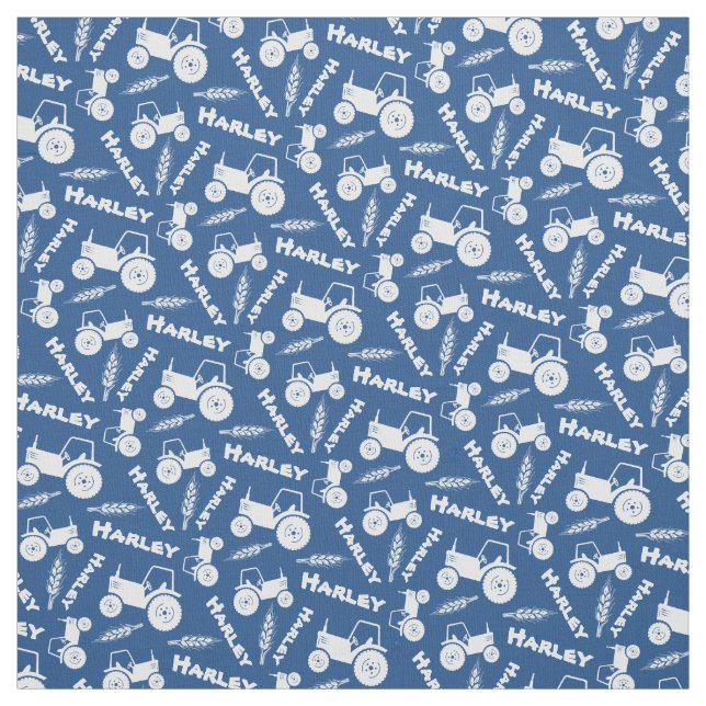 Personalised tractor wheat farm named blue fabric (Swatch)