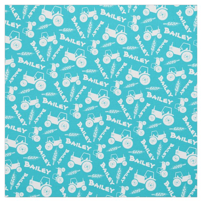 Personalised tractor wheat farm named pattern fabric (Swatch)