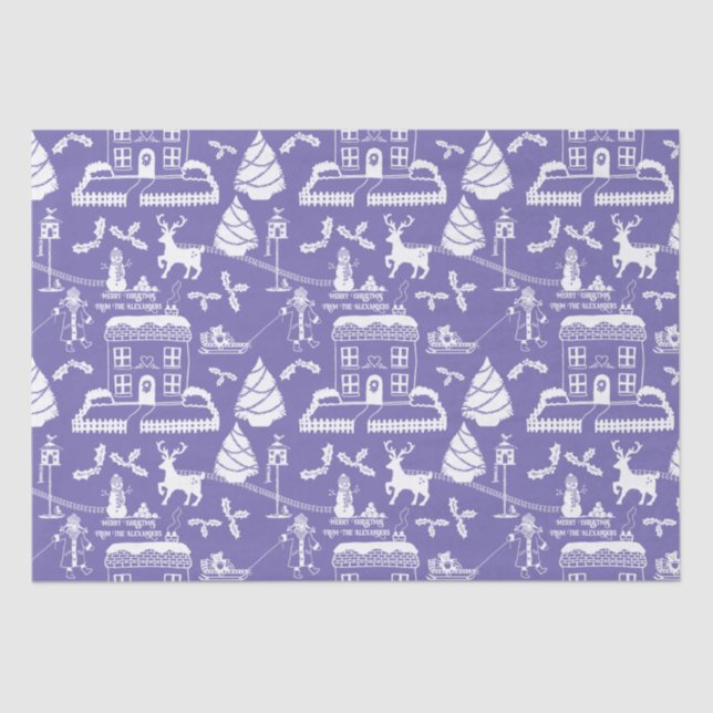 Personalised Traditional Christmas Winter Scene Tissue Paper (Front)
