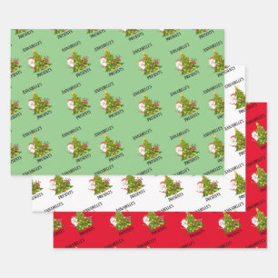 Personalised Traditional Happy Christmas Holiday Wrapping Paper Sheet