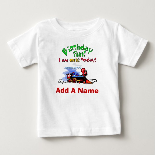 Personalised Train 1st Birthday T-shirt (Front)