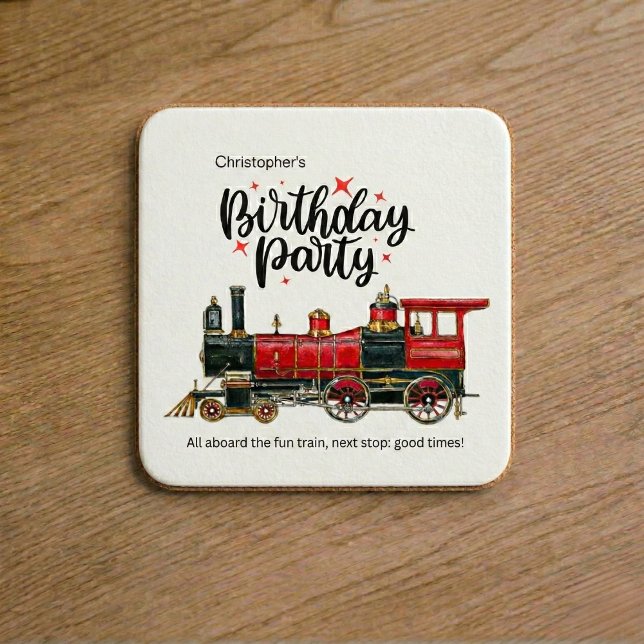 Personalised Train Birthday Party Coaster (Personalized Train Birthday Party Coaster)