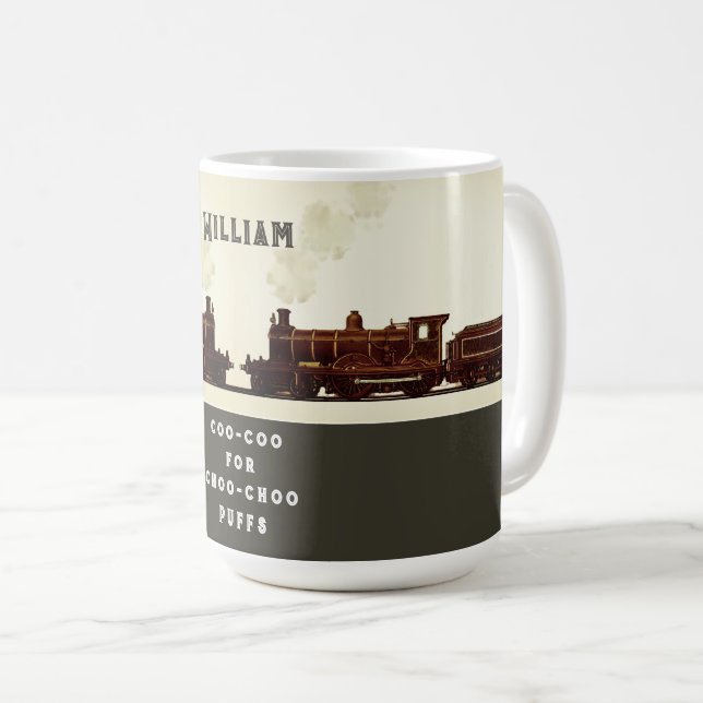 Personalised Train Lover Coffee Mug (Front Right)