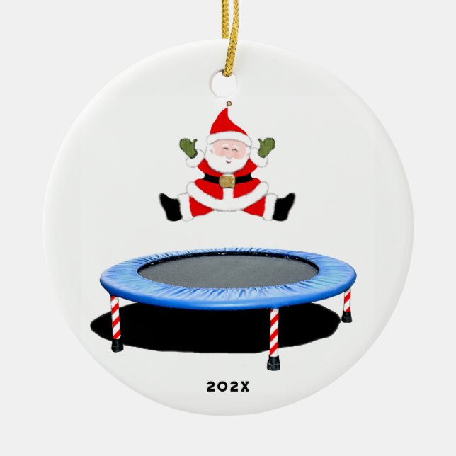 personalised trampolining ceramic tree decoration (Front)