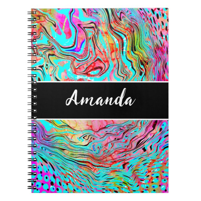Personalised Tranquillity Abstract Fluid Art   Notebook (Front)