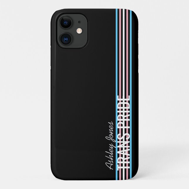 Personalised Trans Pride Stripes LGBT Customised Case-Mate iPhone Case (Back)