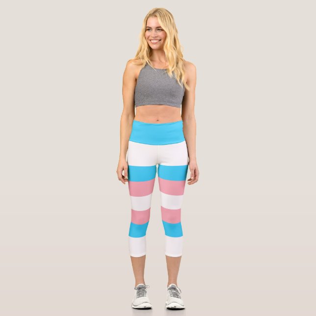 Personalised Transgender Flag Capri Leggings (Front)